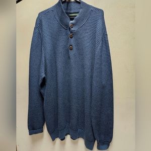 G.H. Bass mens XL oversized blue waffle knit henley style sweater shirt